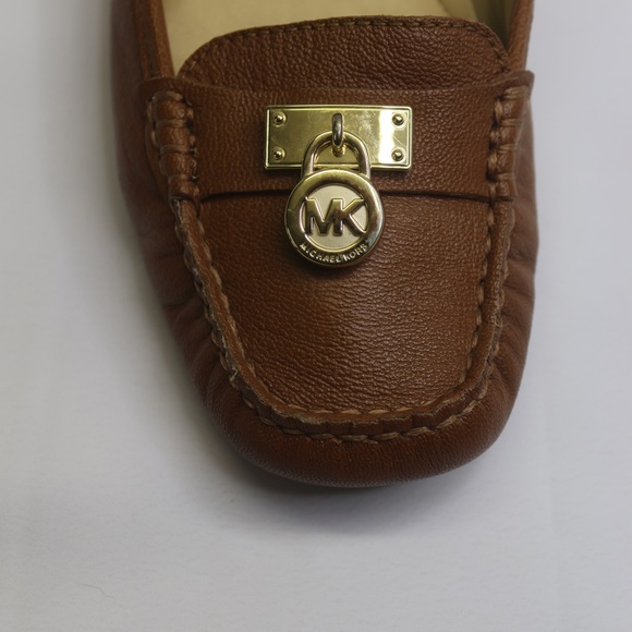 Michael Kors Brown Leather Loafers with Gold Colored toe decoration - Picture 2 of 5